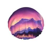 Cappello da doccia versatile con stampa Dark Northern Lights per donne e uomini, riutilizzabile, leggera, morbida cuffia per capelli da bagno