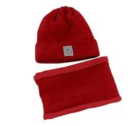 Cappello da donna autunno e inverno lavorato a maglia cappello orecchio bavaglino set due ciclismo testa mese cappello invernale per uomo con orecchio, vino, Taglia unica