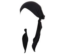 Cappello da donna casual tinta unita copricapo turbante musulmano copricapo cappello Nachos, Nero , Taglia unica
