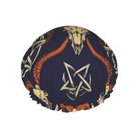 Cappello da donna con orlo elasticizzato riutilizzabile Satana Baphomet Testa di pecora Demone Cuffia da a impermeabile doppia
