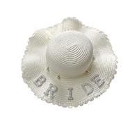 Cappello da donna fatto a mano in paglia da sposa, estivo, per il tempo libero, le vacanze, BRIDE bianco, Taglia unica