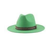Cappello da donna Fedoras tinta unita casual a tesa larga Panama Band Caps, erba EN8, L
