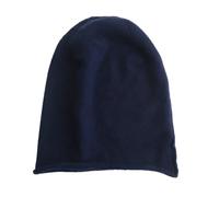 Cappello da donna in cashmere lavorato a maglia morbida a tesa arrotolata tinta unita caldo berretto da notte invernale, Blu, Taglia unica