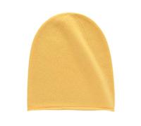 Cappello da donna in lana tinta unita sottile caldo inverno senza cuciture cappello lavorato a maglia Beanie adulto, Giallo, Taglia unica
