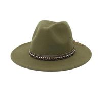 Cappello da donna in lana Trilby feltro Jazz Fedora Panama Cap Dress Wide Brim Panama cappelli formali, Esercito En8, Taglia unica
