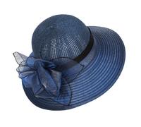 Cappello da donna in organza, stile Kentucky, con fiori, per chiesa, derby, cocktail, tea party, cappello da sole per matrimonio, Blu, M