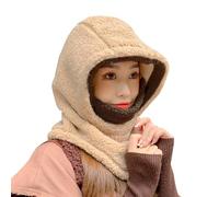 Cappello da donna in pile lavorato a maglia, antivento, invernale, paraorecchie, caldo, per orecchie, collo, viso, protezione per la testa, per l'inverno per l'autunno, cachi, Taglia unica