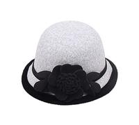 Cappello da donna in tweed a tesa corta francese vintage bombetta berretto | Berretto casual da pescatore autunnale e invernale, rotondo, elegante, con fiori 3D, per feste, attività all'aperto e uso