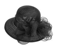 Cappello da donna Kentucky Organza Derby - Matrimonio Chiesa Tea Party Tesa larga Summer Sun Cap, A-nero, M/L