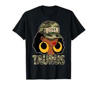 Cappello da donna nero Taurus Queen Camo Afro Girl Zodiac Maglietta