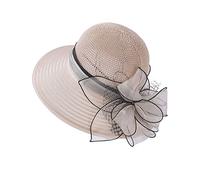 Cappello da donna per matrimonio, chiesa, tesa larga, cappello da pescatore, beige., Taglia unica