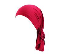 Cappello da donna reversibile regolabile a treccia musulmana con volant per il sonno, cappellini foderati in raso, cappelli da capitano da donna, Vino, Taglia unica
