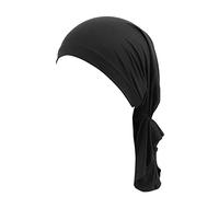 Cappello da donna reversibile regolabile a treccia musulmana con volant per il sonno, cappellini foderati in raso, cappelli da capitano da donna, Nero , Taglia unica