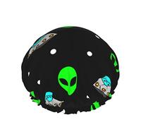 Cappello da donna riutilizzabile con orlo elasticizzato Alien UFO Green Double Cuffia da a impermeabile Cuffia da bagno