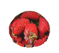 Cappello da donna riutilizzabile con orlo elasticizzato Berries Fruit Summer Double Cuffia da a impermeabile Cuffia da bagno