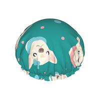Cappello da donna riutilizzabile con orlo elasticizzato, cappello con fiocco, cane chihuahua, doppia cuffia da a impermeabile