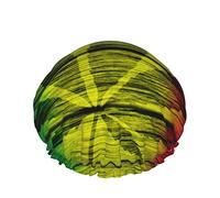 Cappello da donna riutilizzabile con orlo elasticizzato Cappello da bagno in legno Rasta FlagLeaf DoubleCuffia da a impermeabile