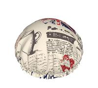 Cappello da donna riutilizzabile con orlo elasticizzato Giornale London Retro DoubleCuffia da a impermeabile Cuffia da bagno