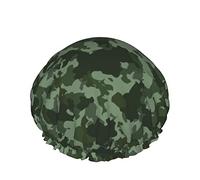 Cappello da donna riutilizzabile con orlo elasticizzato per capelli Forest Camouflage Green DoubleCuffia da a impermeabile Cuffia da bagno