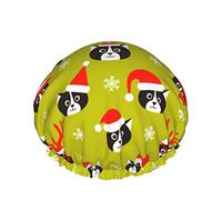 Cappello da donna riutilizzabile con orlo elasticizzato per capelli, gatto di Natale, regalo di Natale di Babbo Natale, doppia cuffia da a impermeabile