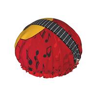 Cappello da donna riutilizzabile con orlo elasticizzato per capelli, musica, chitarra, canto, doppia cuffia da a impermeabile rossa