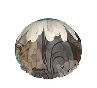 Cappello da donna riutilizzabile con orlo elasticizzato per capelli Teal Brown Rustic Daisy Flower DoubleCuffia da a impermeabile Cuffia da bagno