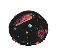 Cappello da donna riutilizzabile con orlo elasticizzato per capelli, Via Lattea, cielo stellato, doppia cuffia da a impermeabile