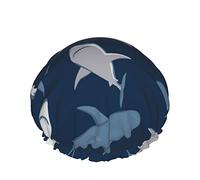 Cappello da donna riutilizzabile con orlo elasticizzato Shark Comic Wild Fish Double Cuffia da a impermeabile Cuffia da bagno