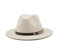 Cappello da donna uomo Panama Jazz a tesa larga con protezione solare a cilindro classico unisex alla moda for matrimoni Per i Viaggi(Beige,56-58cm)