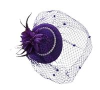 Cappello da donna vintage con velo di perle, fascinator per matrimonio, elegante velo a rete, accessorio per capelli, per cocktail, piume, decorazione per feste