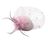 Cappello da donna vintage con velo di perle, fascinator per matrimonio, elegante velo a rete, accessorio per capelli, per cocktail, piume, decorazione per feste