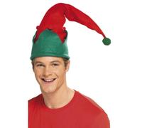 Cappello da Elfo Alto Verde Rosso Aiutante di Babbo Natale Festa Costume