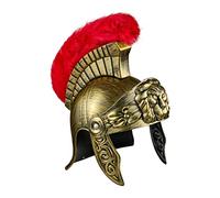 Cappello da Elmo Romano, Cappello da Gladiatore Romano per Adulti, Elmo da Guerriero Spartano Greco Dorato con Pennacchio in Pelliccia Sintetica Rossa, Costume Cosplay da (GOLD)