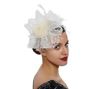 Cappello da fascinator for fiori da donna vintage in piume Accessori for capelli da donna Festa di nozze Floreale Velo a rete Fascia for capelli (Color : P, Size : Einheitsgre)