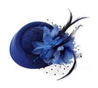 Cappello da fascinatore dolce con fermaglio for capelli Accessori for capelli con cappello a cilindro in rete con fiori di piume decorative (Color : Blue, Size : Einheitsgre)