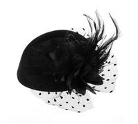Cappello da fascinatore dolce con fermaglio for capelli Accessori for capelli con cappello a cilindro in rete con fiori di piume decorative (Color : Black, Size : Einheitsgre)