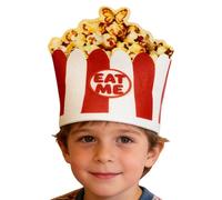 Cappello da festa popcorn pazzo - Cappello creativo a tema cibo per Halloween e cosplay | Cappello costume popcorn con stampa digitale per bambini e adulti | Cappelli in spugna leggera per parate e
