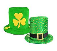 Cappello Da Giorno Di San Patrizio - Cappello A Cilindro Con Fibbia E Shamrock Dorato | Cappelli A Cilindro Con Lungo La Testa Di Badge Irlandese E 3 Bracciale Trifoglio | Accessorio Per Costum