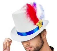 Cappello da giorno 'indipendenza, cappelli patriottici da uomo | Star 4 luglio Star White Blue Blue Pluat Hat | Acconciatura festiva divertente, accessorio per costumi, accessorio per sfilate di