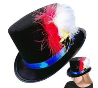 Cappello da giorno 'indipendenza, cappelli patriottici da uomo - Stella Red White Blue Blue Patriottico Plume Hat | Acconciatura divertente, scagliatori di carnevale, accessorio per la