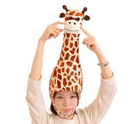 Cappello da giraffa in peluche per bambino, cappello da copricapo da giraffa, Berretto con testa di giraffa animale tridimensionale per bambini, Cappello in costume a forma di animali dei cartoni anim