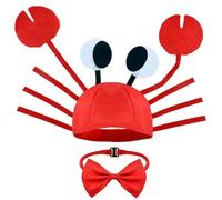 Cappello da Granchio Cappello Granchio con Papillon Rosso, Cappelli Divertenti per Feste per Bambino Adulto, Regolabile Cappello di Granchio per Carnevale Pasqua Halloween Accessori per Costumi