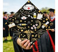 Cappello da laurea Caduceo, siringa per laurea medica, colore nero, decorazione per classe 2026, idea per celebrazione dell'anno senior, 24 x 24 cm