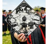 Cappello da laurea con farfalla, stile vintage, con mappa del mondo, per laurea, colore nero, 2026, ideale come decorazione per cappello per celebrazioni, ricordo dell'anno senior, 24 x 24 cm