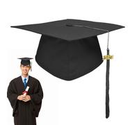 Cappello da laurea per adulti, cappello da laurea - Cappello da laurea flessibile con pompon 2025 | Cappello da laurea unisex regolabile in fibra di poliestere per