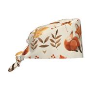 Cappello da lavoro Autumn Fox Maple Leaf per uomo e donna, ideale per pulizie, con fascia antisudore, comodo, regolabile, traspirante, con laccetti posteriori, perfetto per infermieri, chef e im