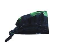 Cappello da lavoro/cappello da chef con motivo Northern Lights per uomo e donna, per chirurgia e infermieristica, nero