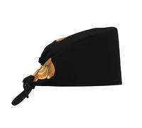 Cappello da lavoro/cappello da chef con motivo orsetto che mangia il pane, per uomo e donna, per chirurgia e infermieristica, colore nero.