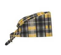 Cappello da lavoro/cappello da chef con stampa a quadri gialli, grigi e neri, per uomo e donna, per chirurgia e infermieristica.
