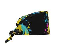 Cappello da lavoro/cappello da chef con stampa di un cucciolo a pelo lungo colorato, per uomo e donna, per chirurgia e infermieristica, colore nero.